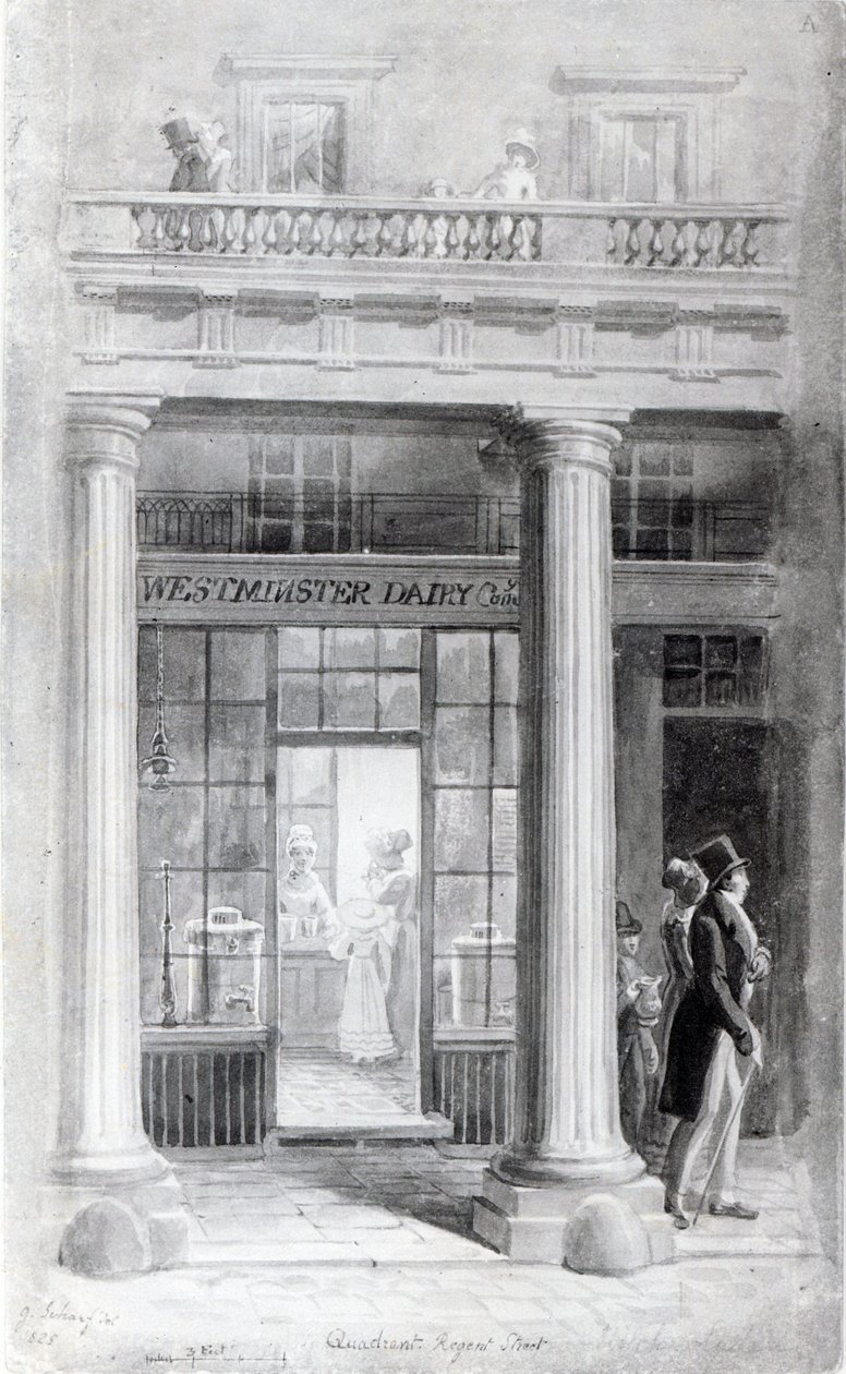 Diario di Westminster, Il Quadrante, Regent Street, Londra 1825 da George Snr Scharf