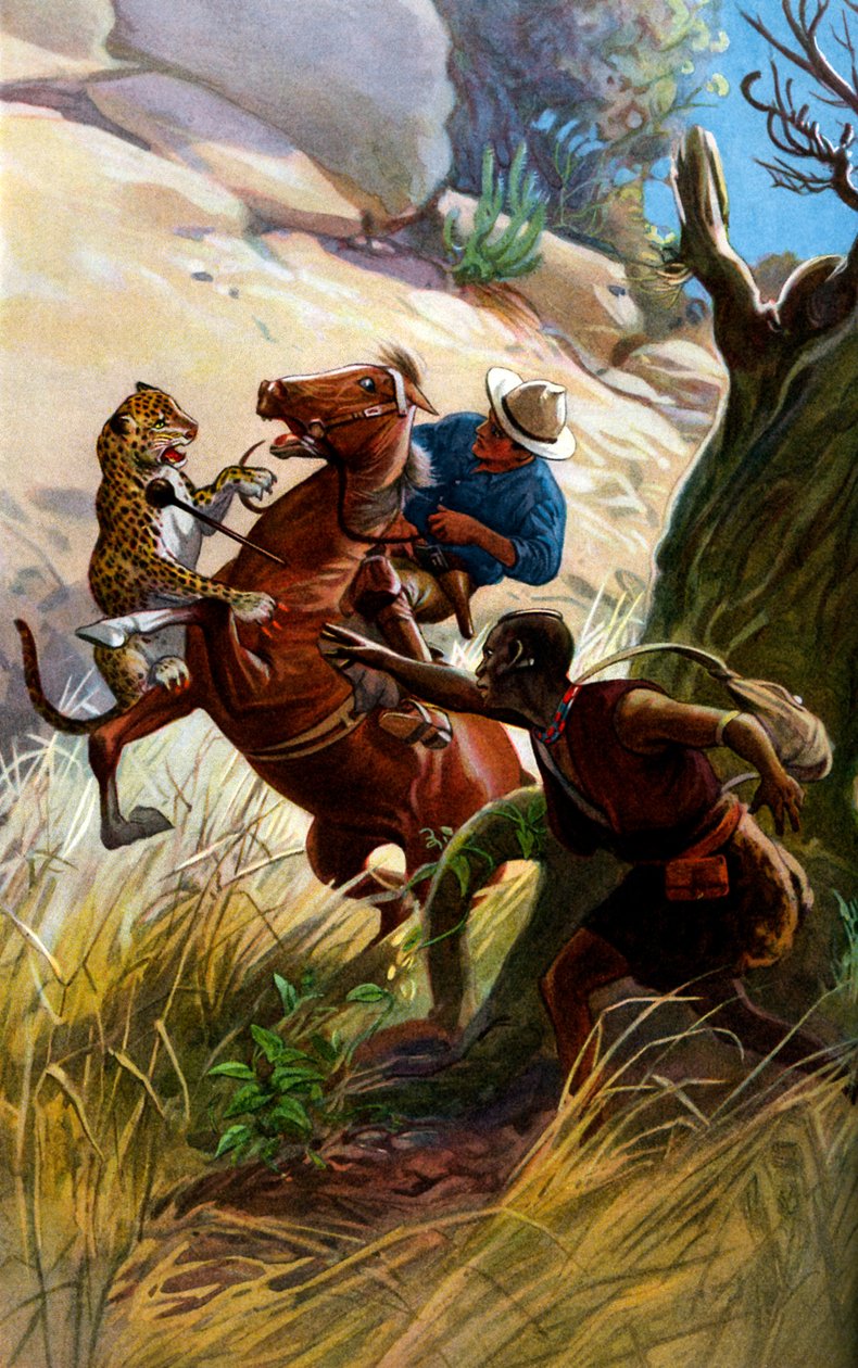Ghepardo e tribù africana attaccano cavallo e cavaliere da George Soper