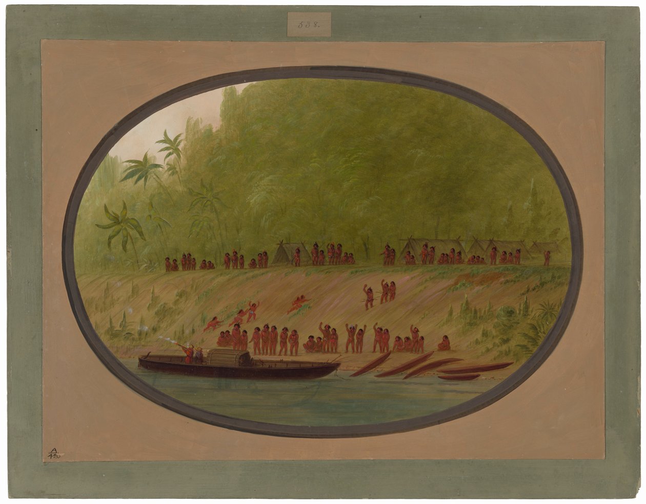 Un piccolo villaggio Orejona da George Catlin