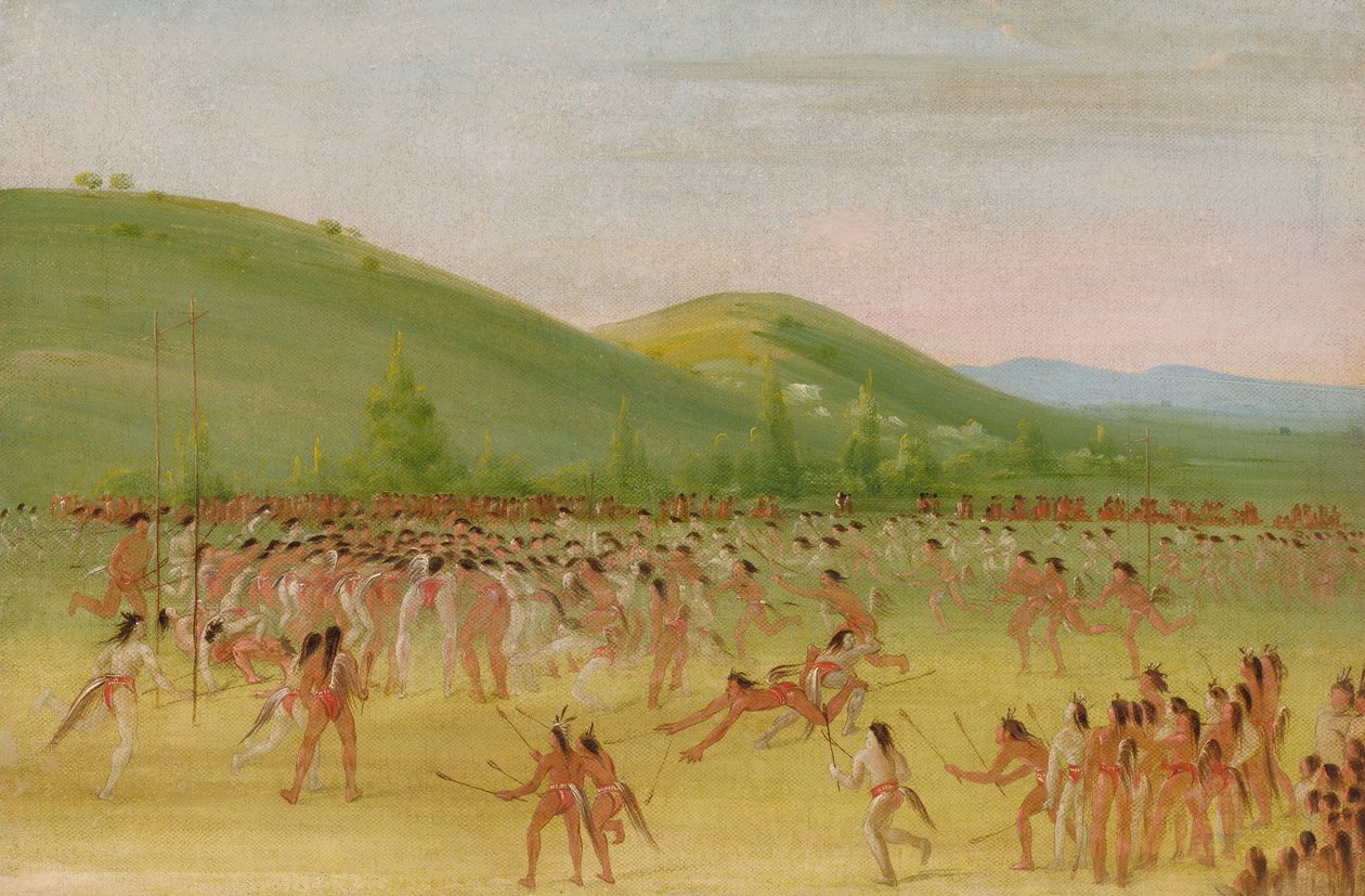 Gioco della palla dei Choctaw: palla a terra da George Catlin