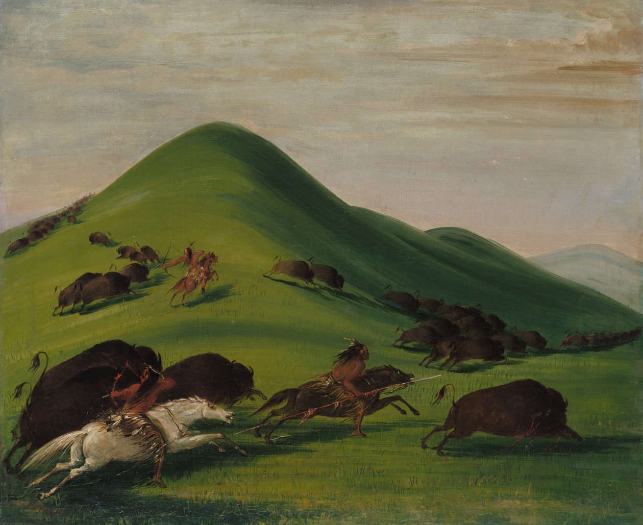 Caccia al bufalo sulle scogliere della prateria, 1832-1833 da George Catlin