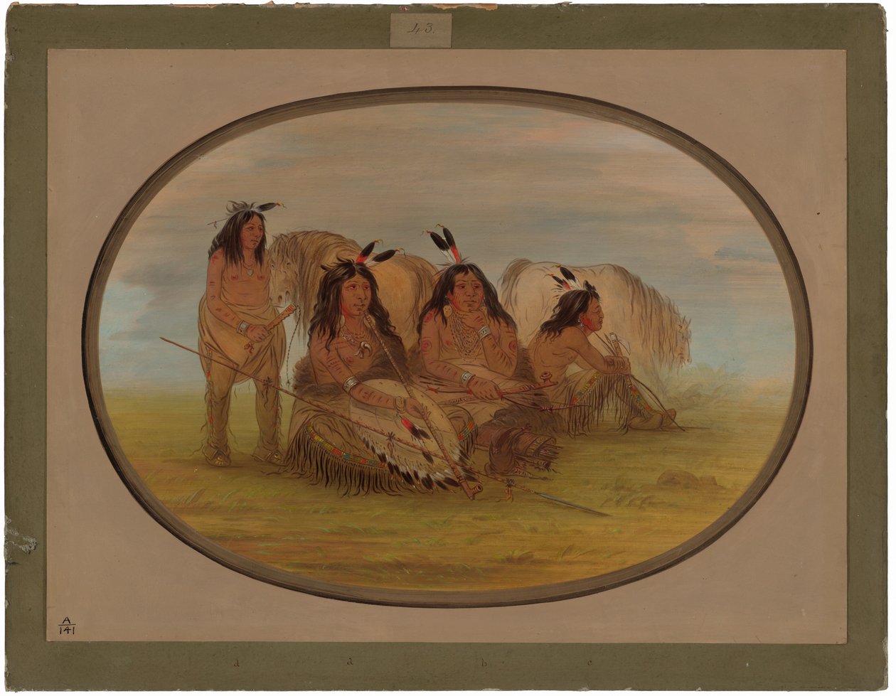 Capo Camanchee con Tre Guerrieri da George Catlin