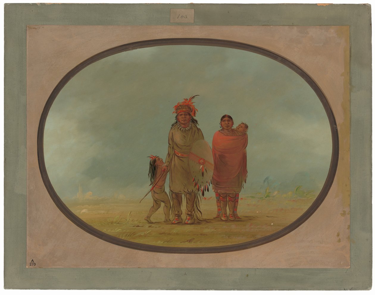 Capo di Rame, Sua Moglie e Figli da George Catlin