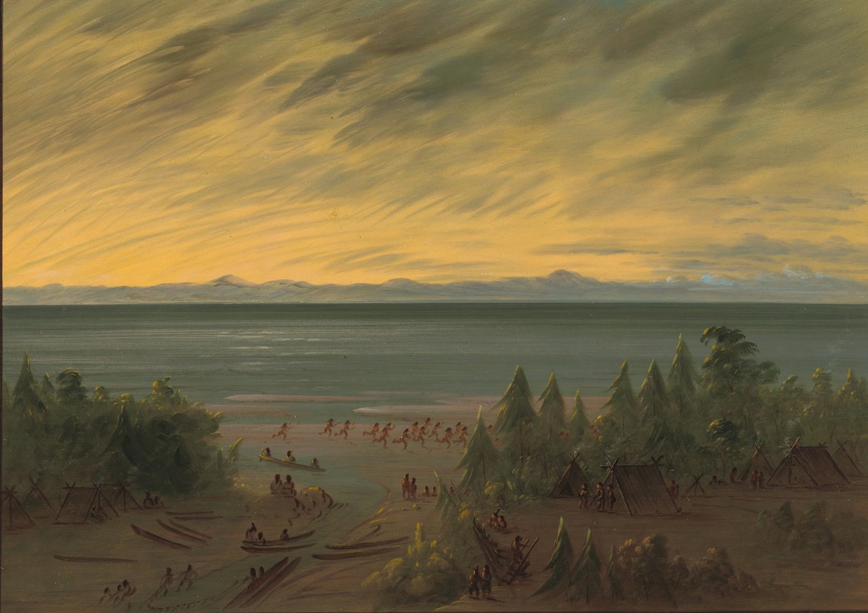 Villaggio di Nayas al tramonto da George Catlin