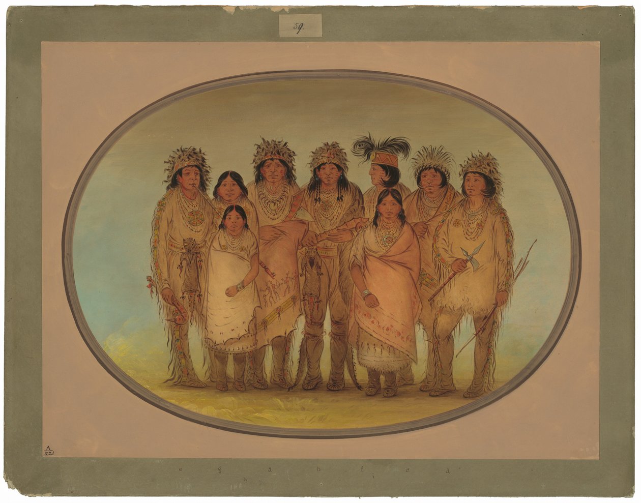 Nove indiani Ojibbeway a Londra da George Catlin