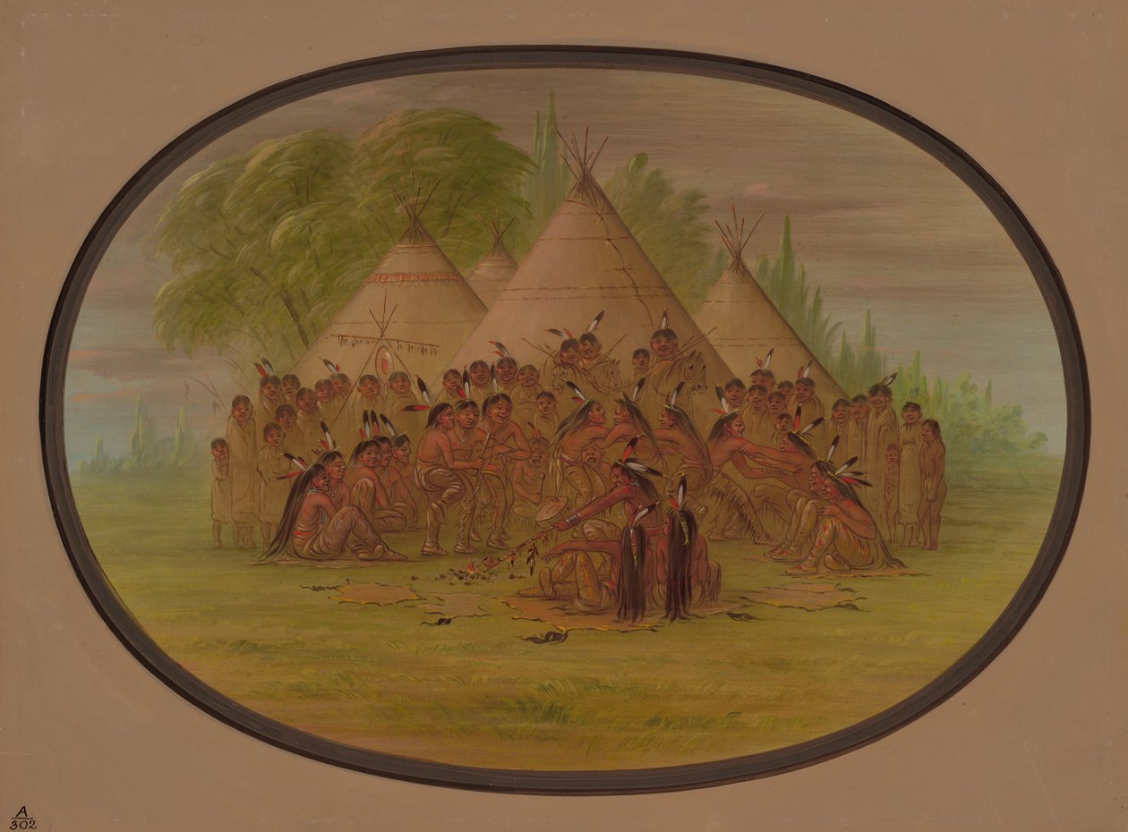 Danza della pipa - Assinneboine, 1861-1869 da George Catlin