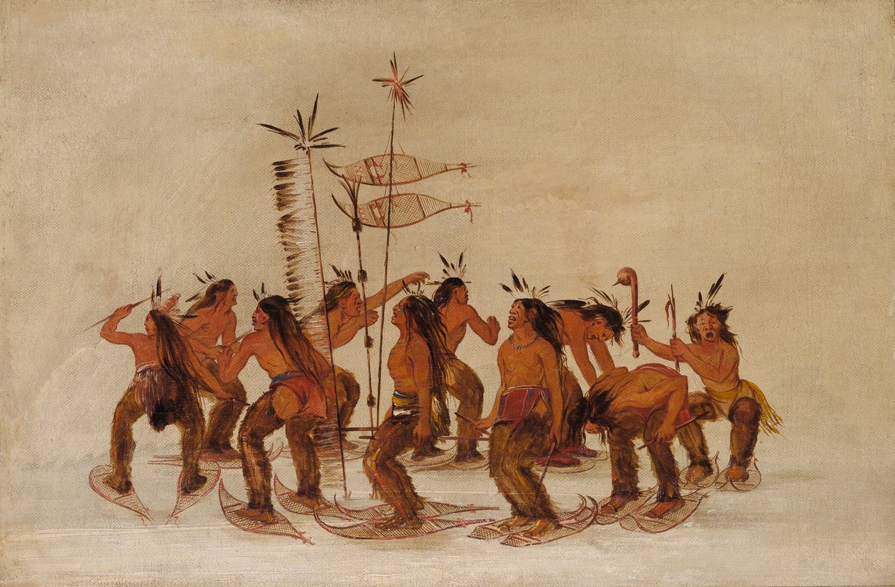 Danza con le racchette da neve alla prima nevicata da George Catlin