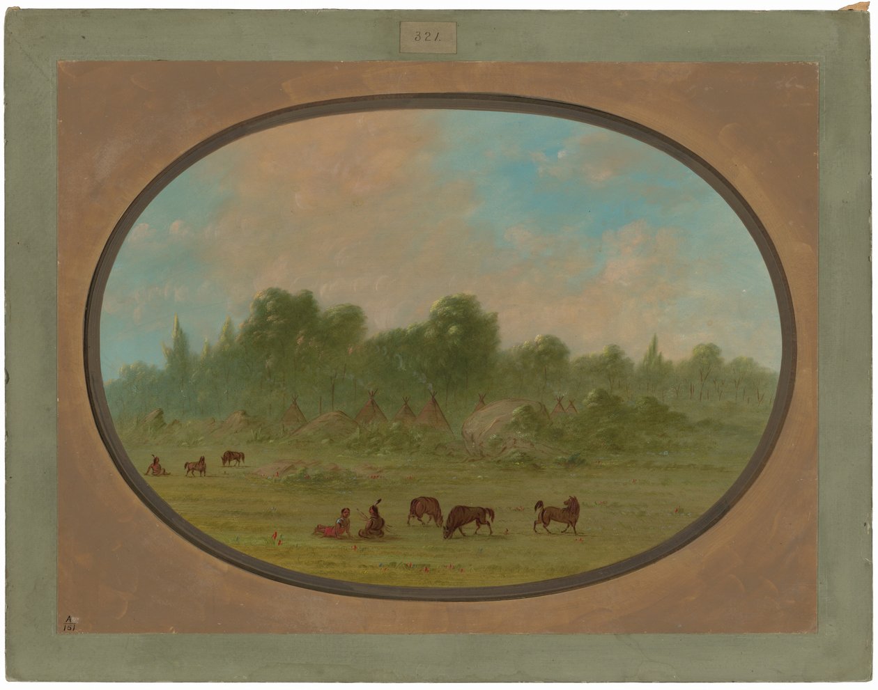 Villaggio di Tawahquena da George Catlin
