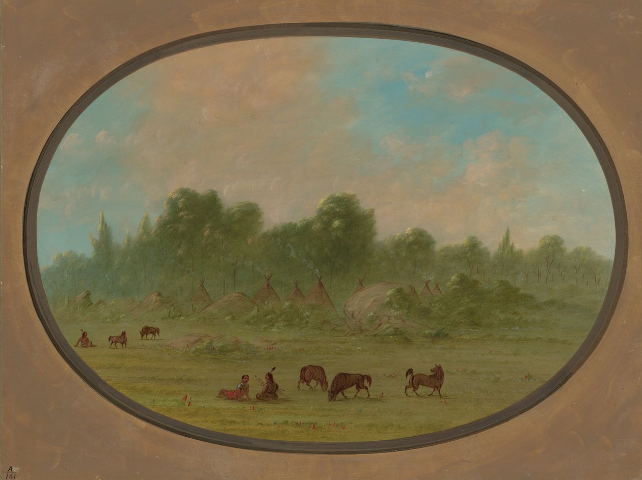Villaggio di Tawahquena da George Catlin