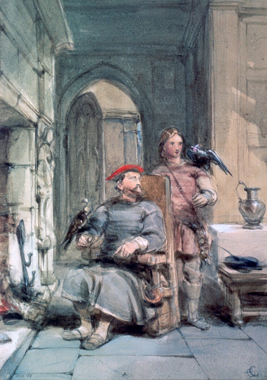 Cavaliere e paggio, XIX secolo da George Cattermole
