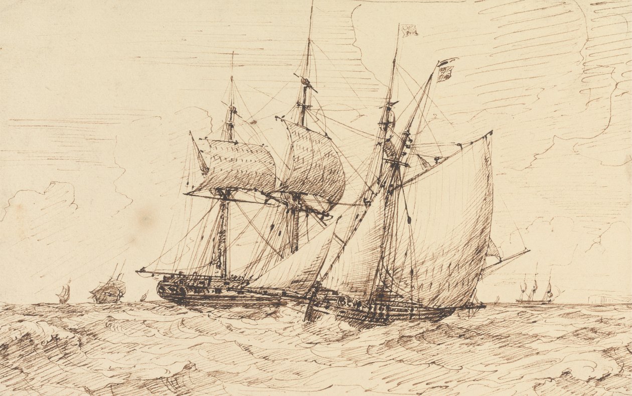 Un lugger che segnala una fregata di passaggio da George Chambers