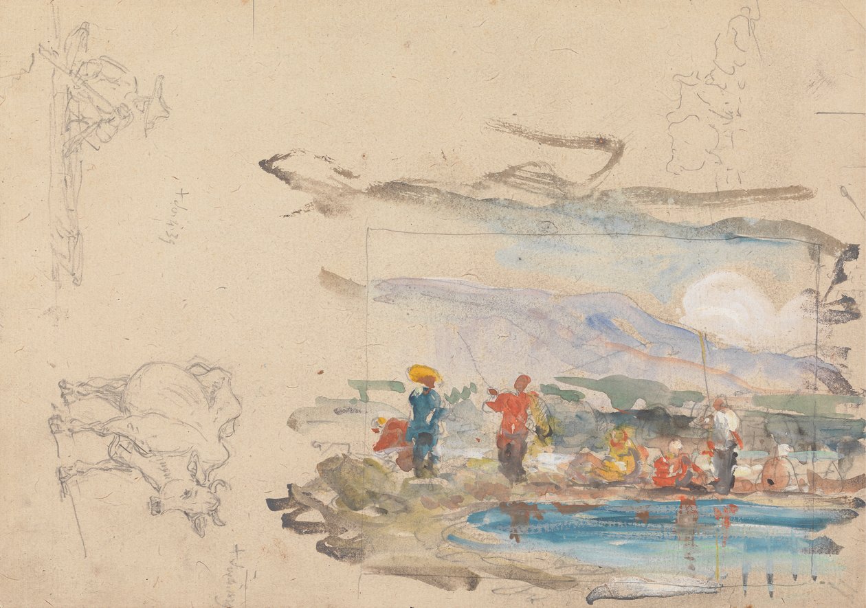 Una piscina con figure da George Chinnery