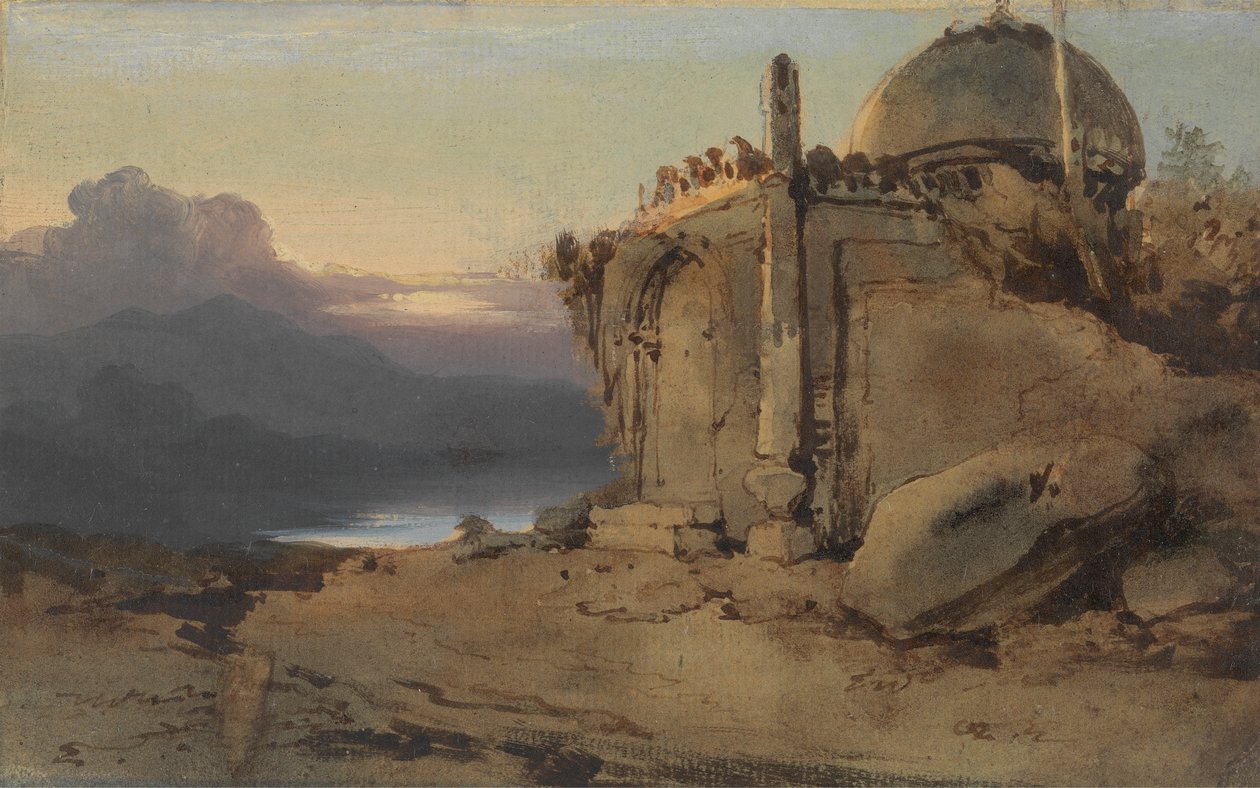 Rovine di un tempio, tramonto da George Chinnery