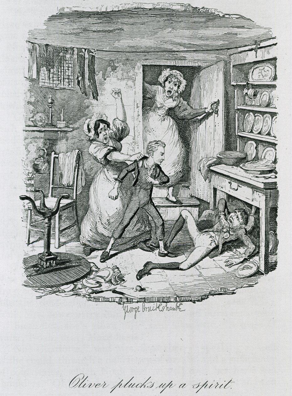 Oliver prende coraggio, 1837 da George Cruikshank