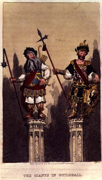 I giganti nella Guildhall, pub. c.1824 da George Cruikshank