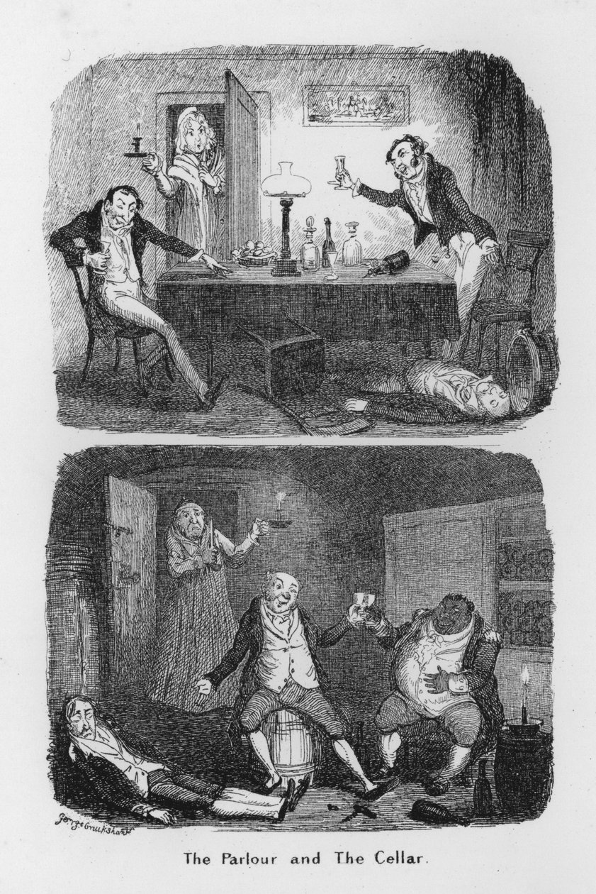 Il Salotto e la Cantina (incisione) da George Cruikshank