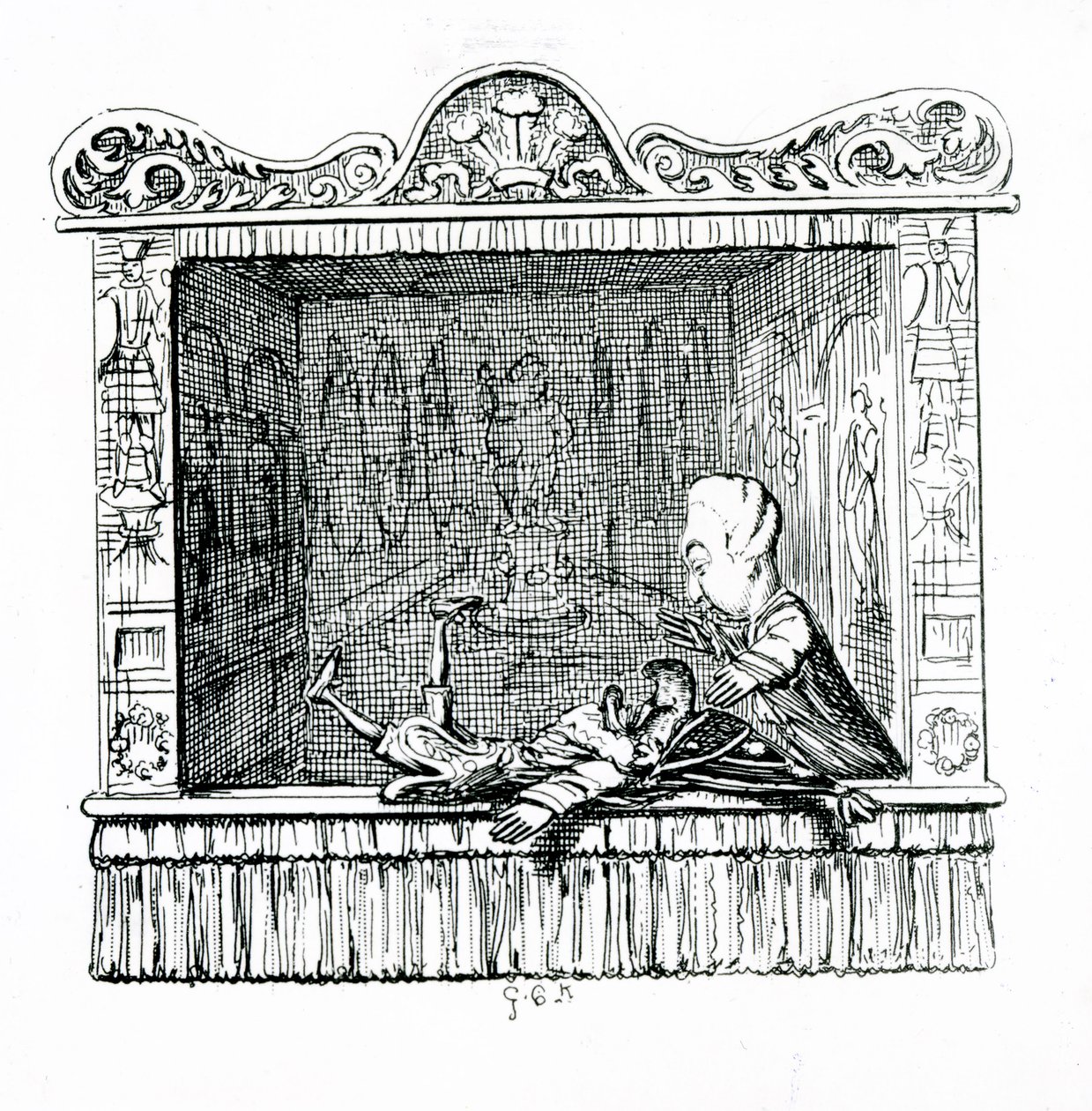 Il dottore con Mr Punch da George Cruikshank