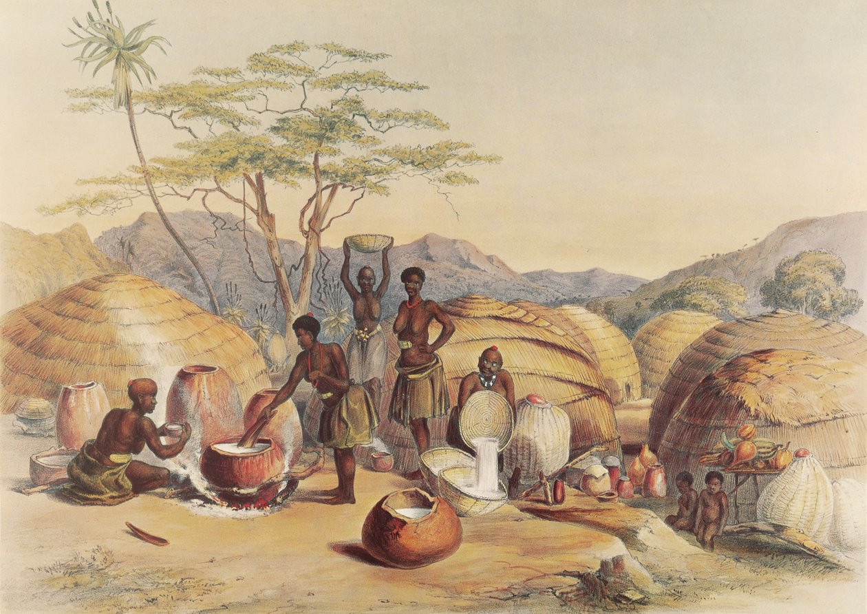 Donne Zulu che preparano 