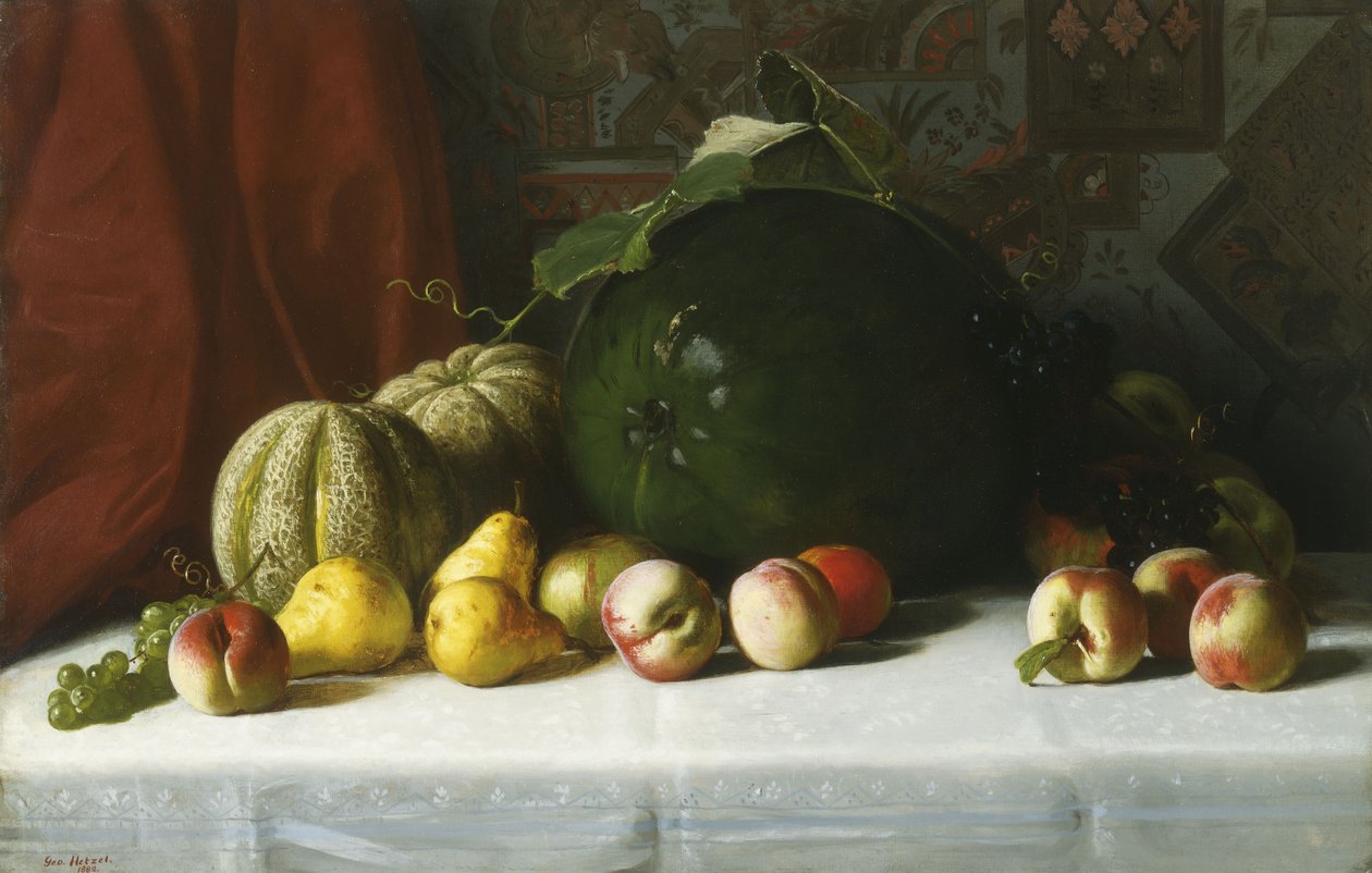 Natura Morta di Frutta sul Tavolo, 1882 da George Hetzel