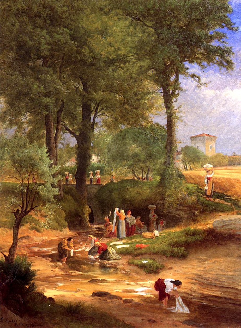 Giorno del bucato vicino a Perugia, Italia, 1873 da George Inness