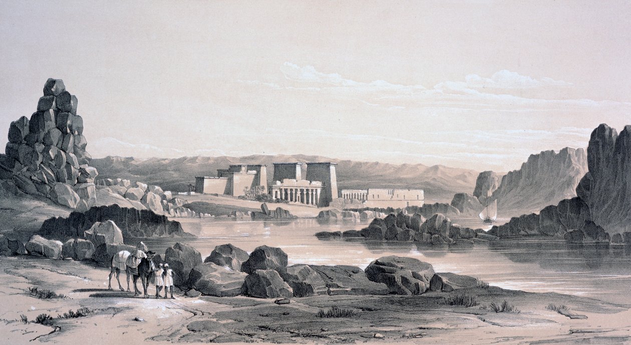 Philae, guardando a sud, Egitto, 1843 da George Moore
