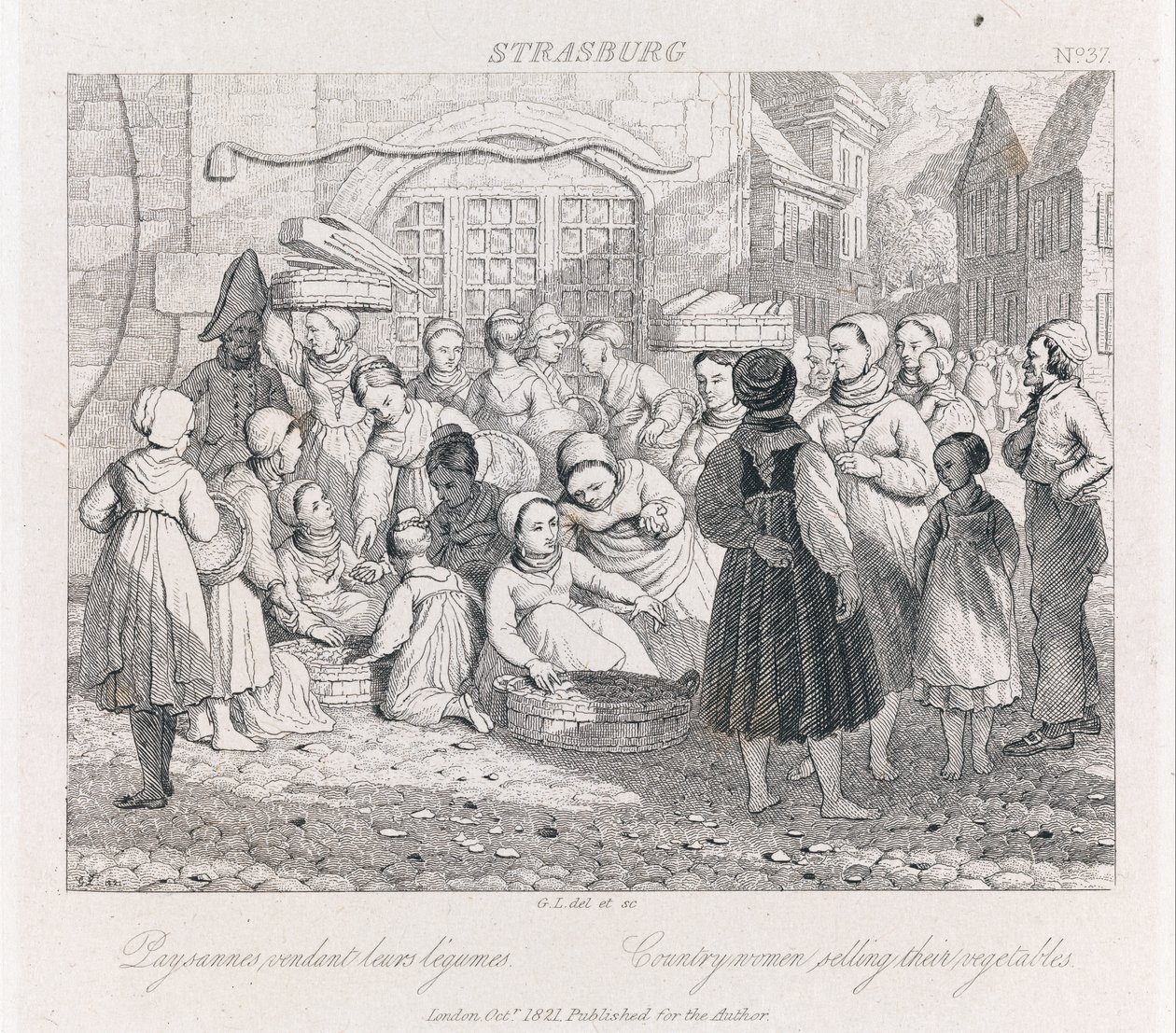 Contadini che Vendono, Strasburgo, c.1821 da George Robert Lewis