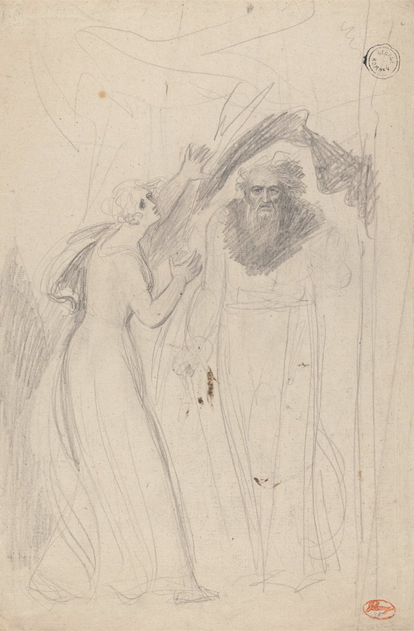 Signora in piedi accanto a un pilastro da George Romney