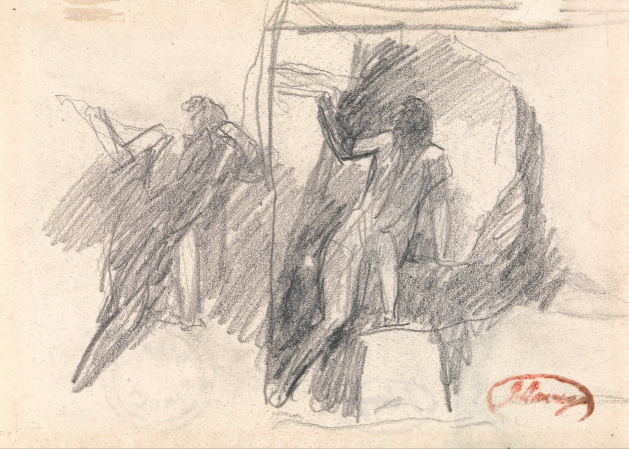Due schizzi di una figura seminginocchiata da George Romney