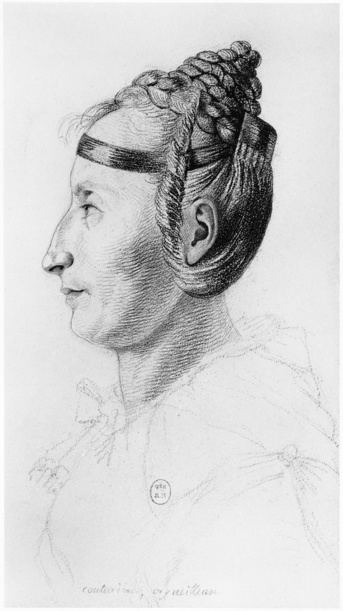 Una sarta orgogliosa, profilo, illustrazione da un trattato inedito di Jean Etienne Dominique Esquirol (1772-1840) sui pazzi dell