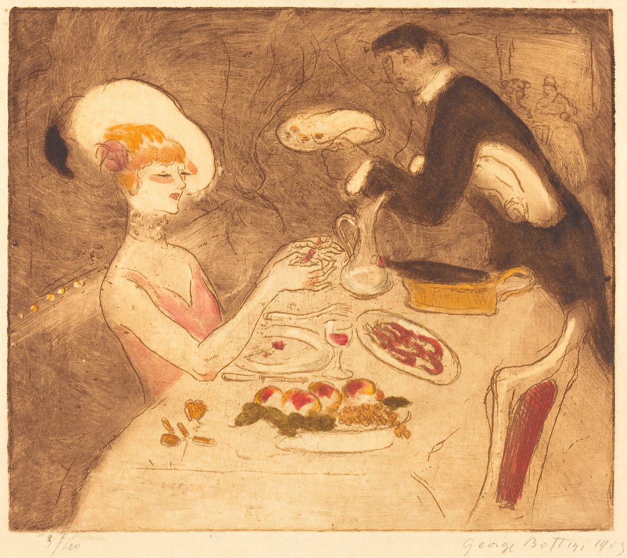 Donna che cena da Georges Bottini