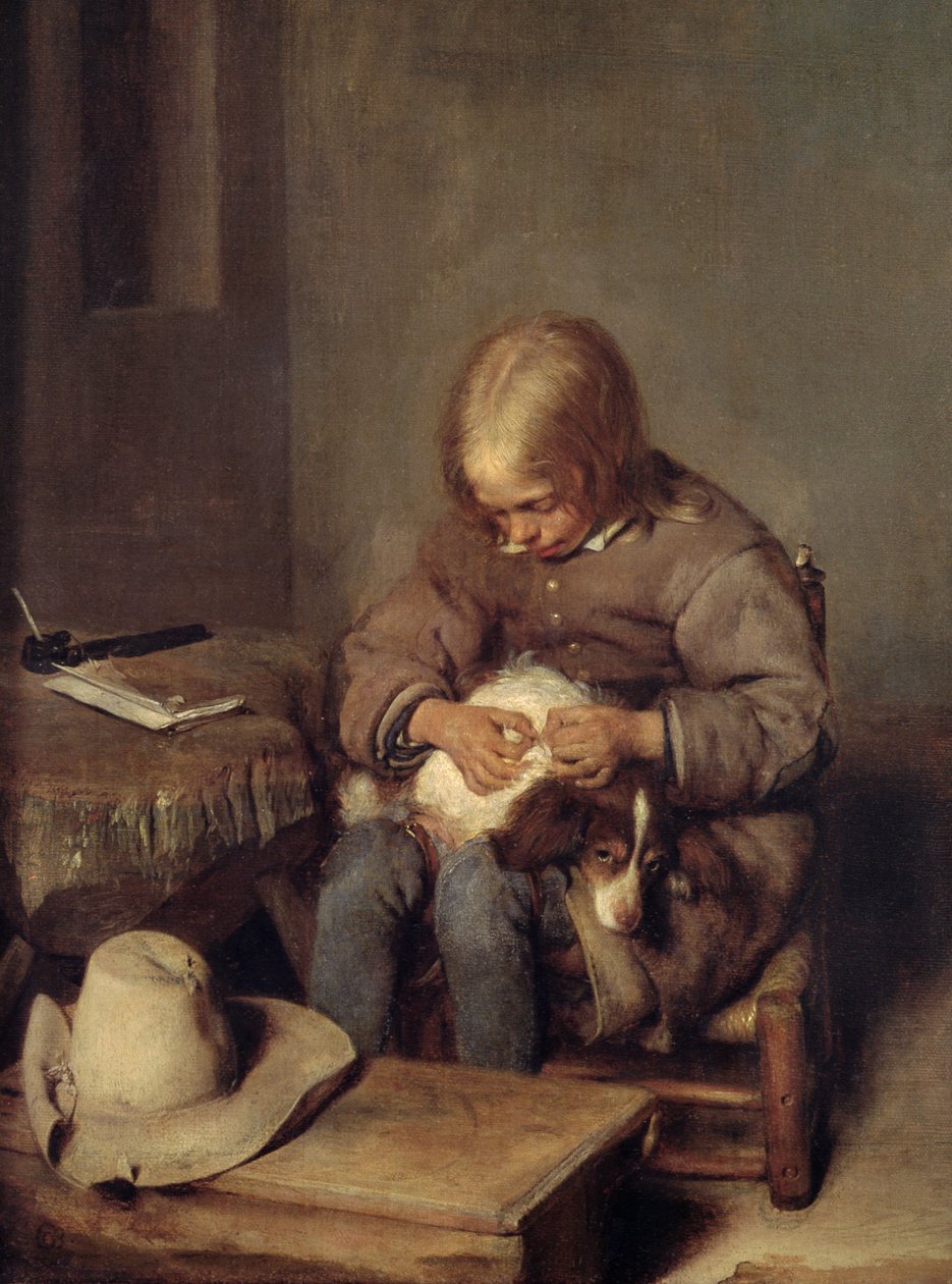 Il cacciatore di pulci (Ragazzo con il suo cane) da Gerard ter Borch