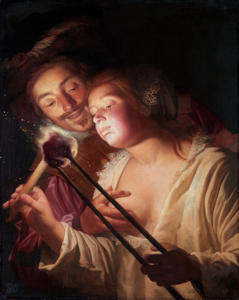 Il soldato e la ragazza da Gerrit van Honthorst