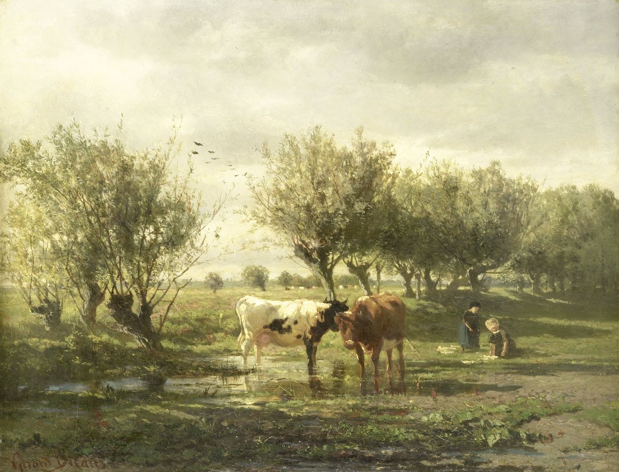 Mucche a uno stagno da Gerard Bilders (signed by artist)