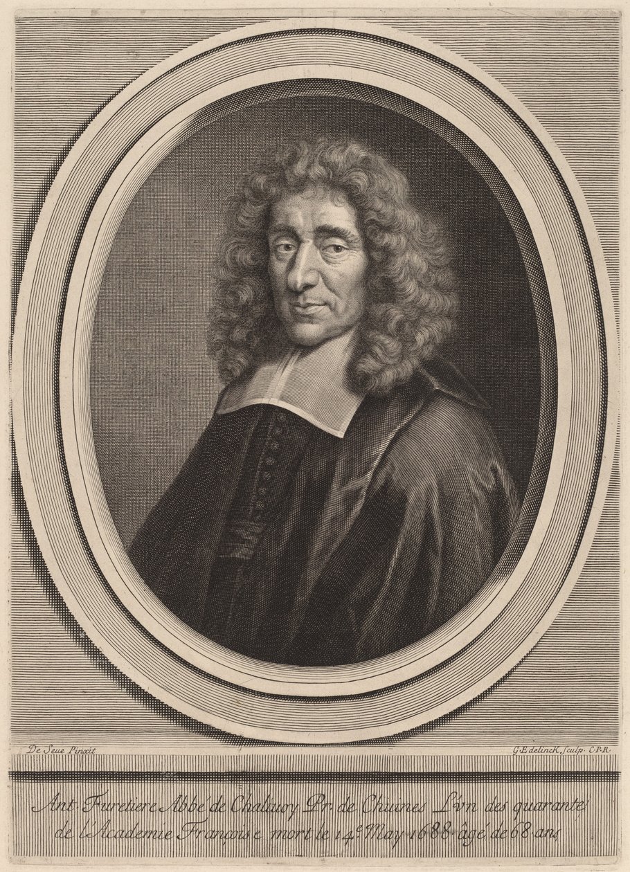 Antoine Furetiere da Gerard Edelinck after Gilbert de Seve
