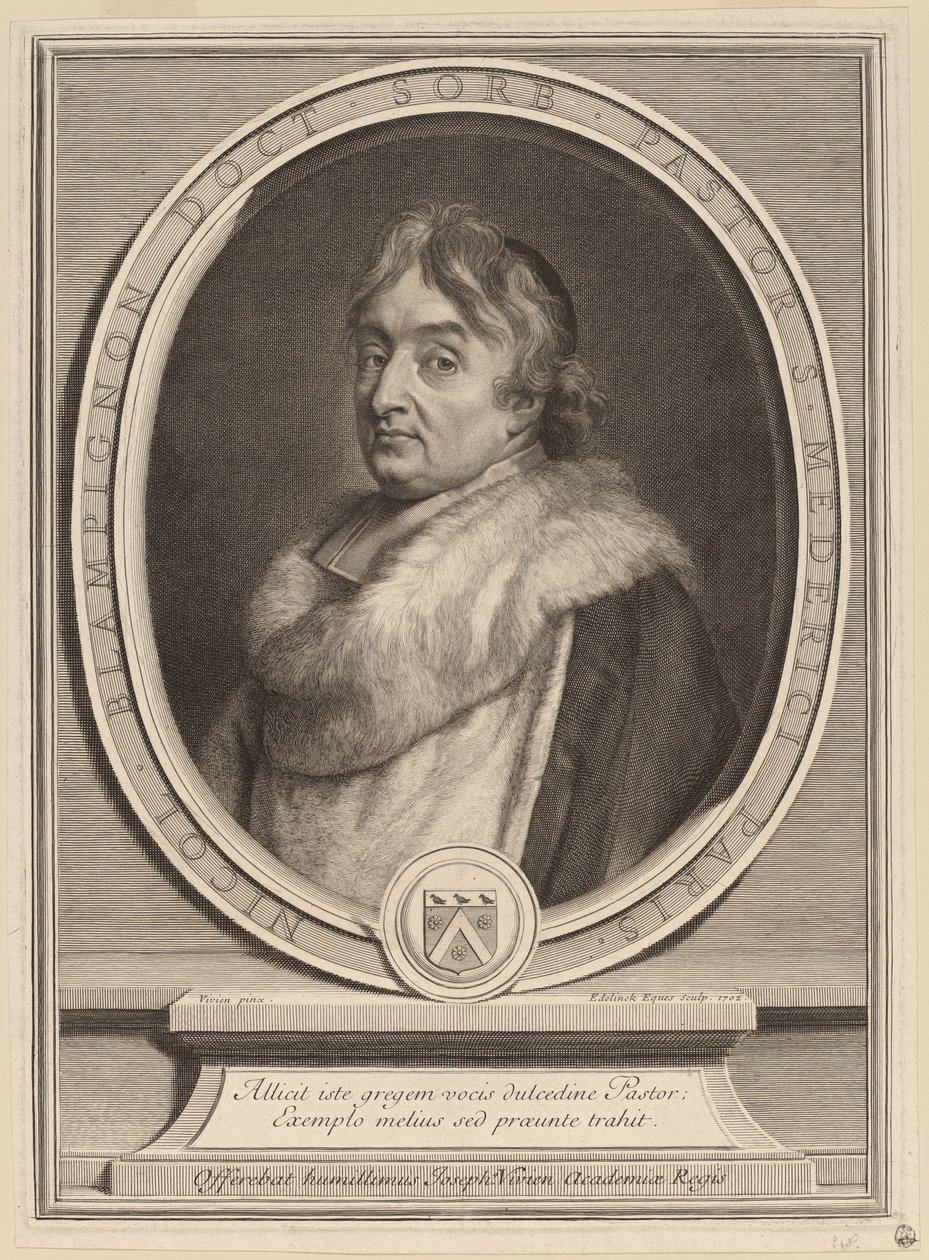 Nicolas de Blampignon da Gerard Edelinck after Joseph Vivien