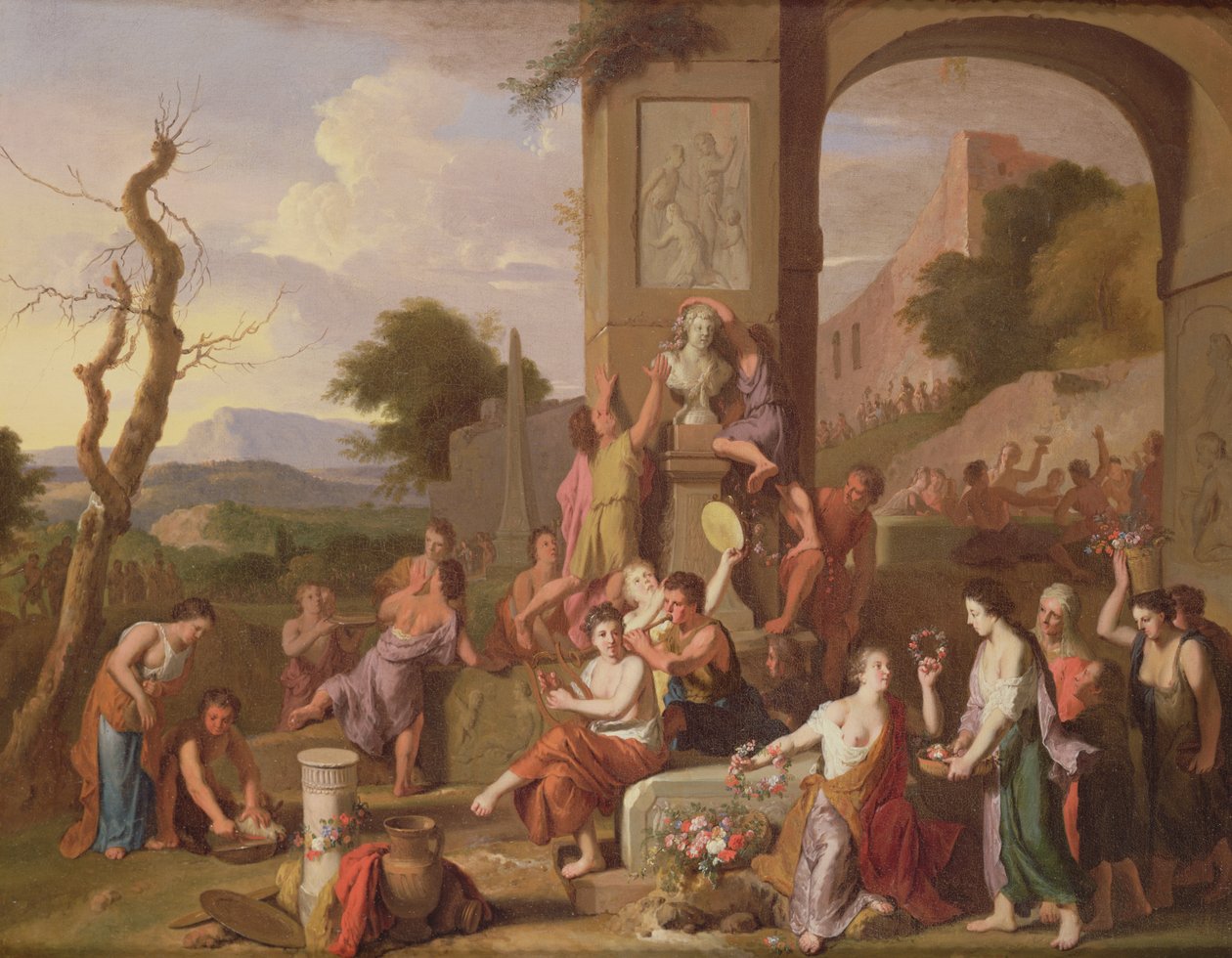 Una festa sacrificale tra le rovine da Gerard Hoet