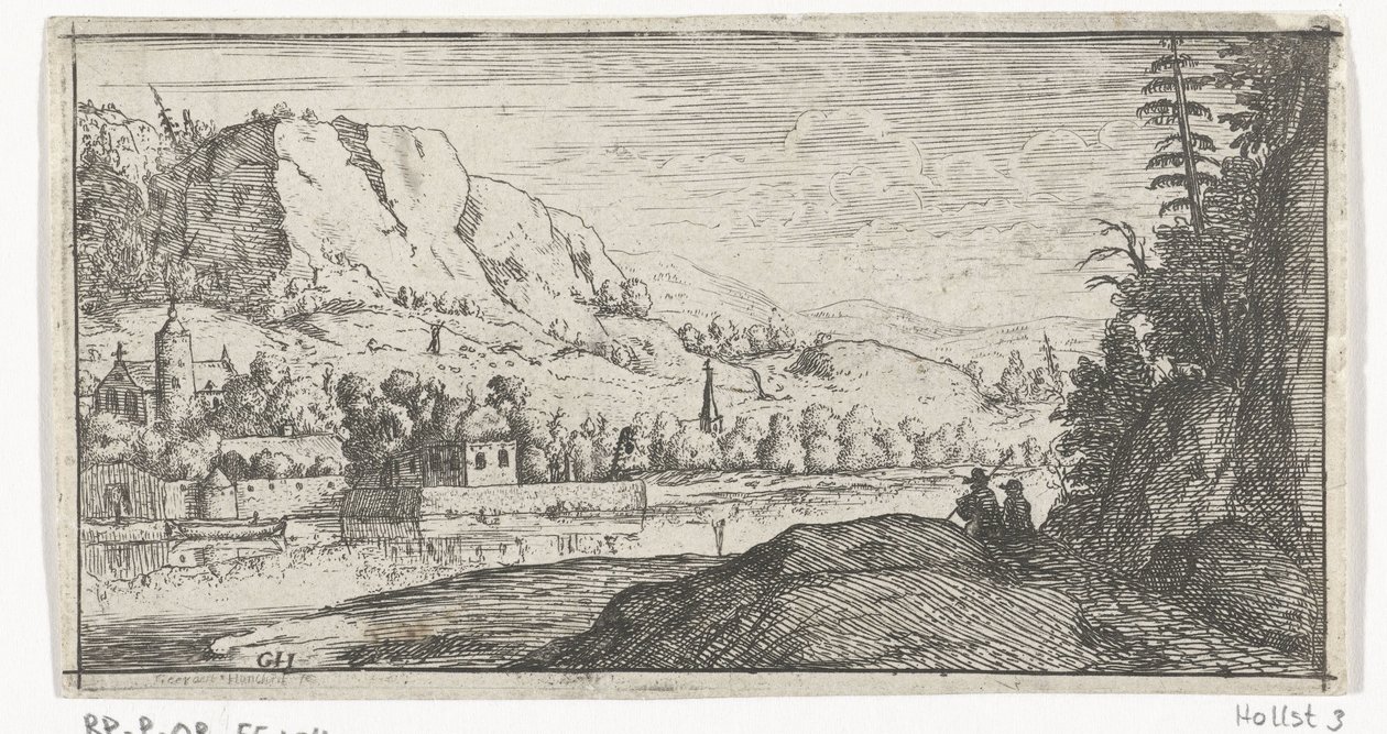 Fiume in un paesaggio montano da Gerard van Honthorst