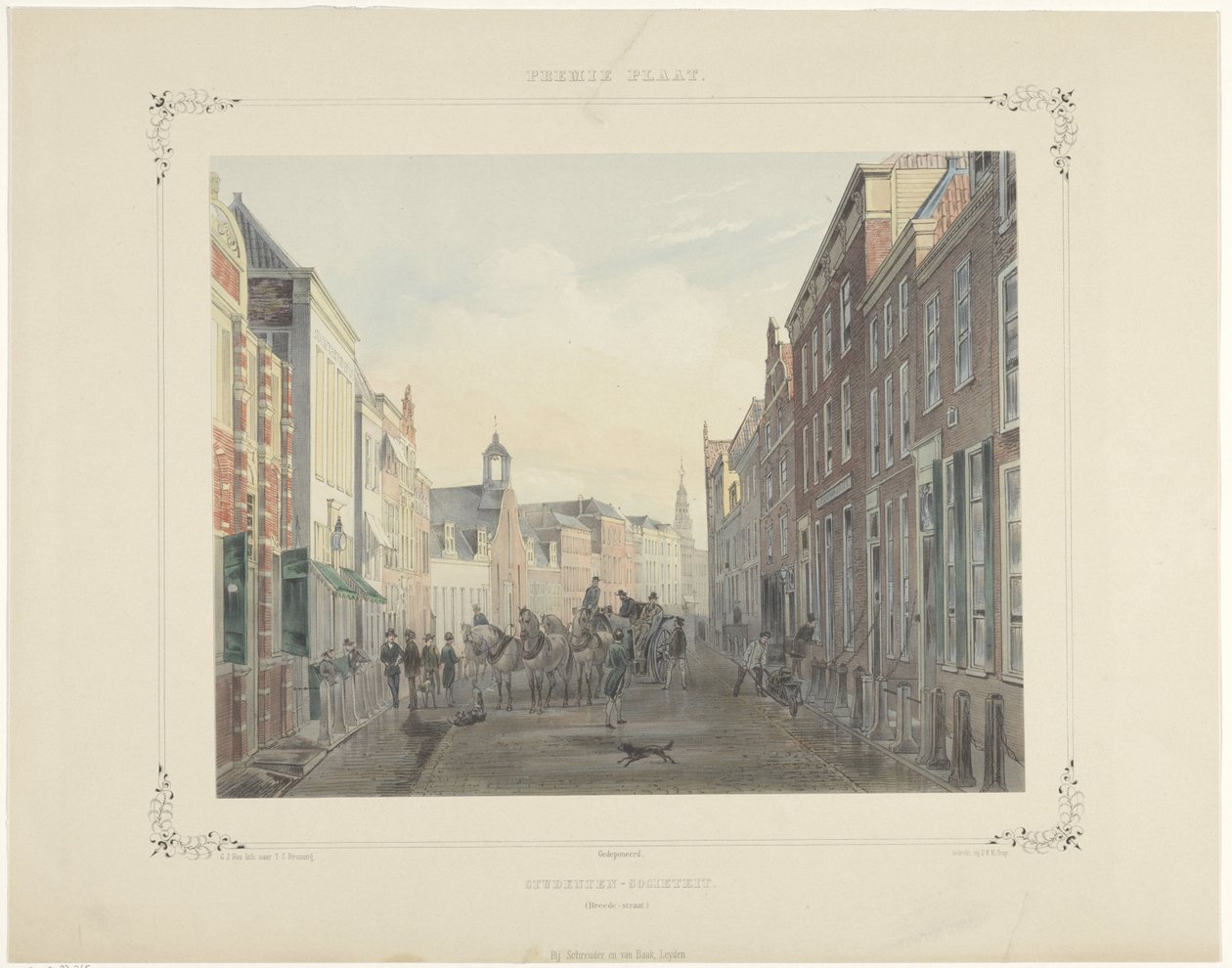Società studentesca in Breedestraat a Leida da Gerardus Johannes Bos