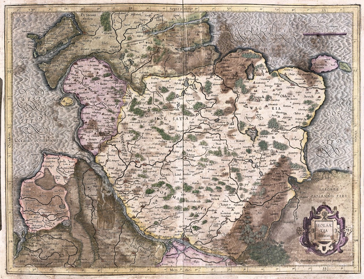Alsazia, Germania (incisione) da Gerardus Mercator