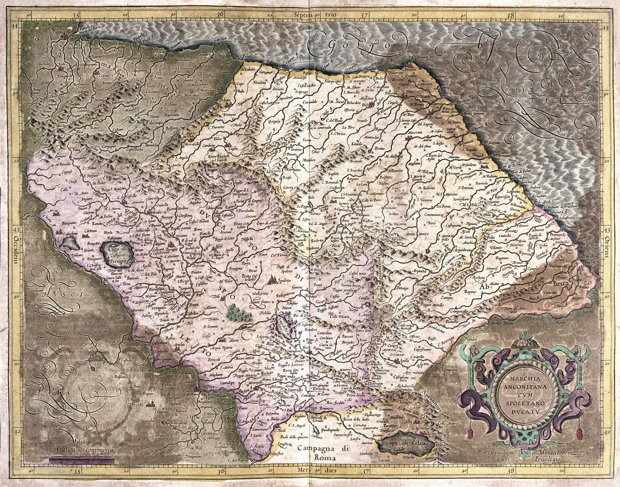 Ancona e Spoleto, Italia (incisione) da Gerardus Mercator