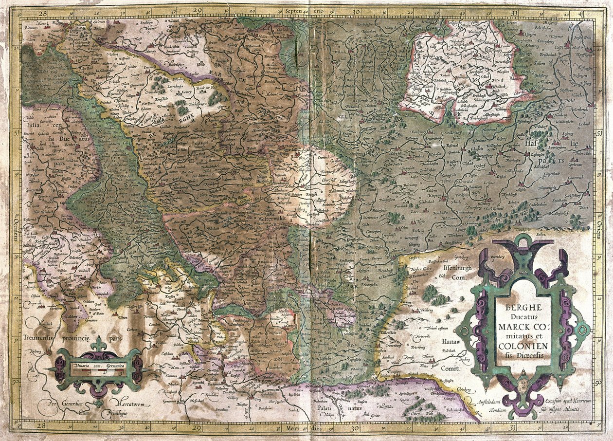 Colonia, Waldeck (Assia), Germania (incisione) da Gerardus Mercator