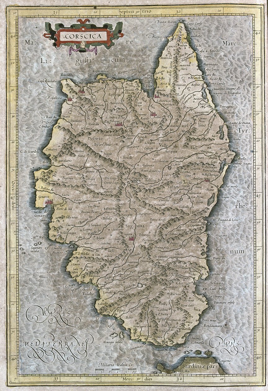 Corsica, Francia (incisione) da Gerardus Mercator