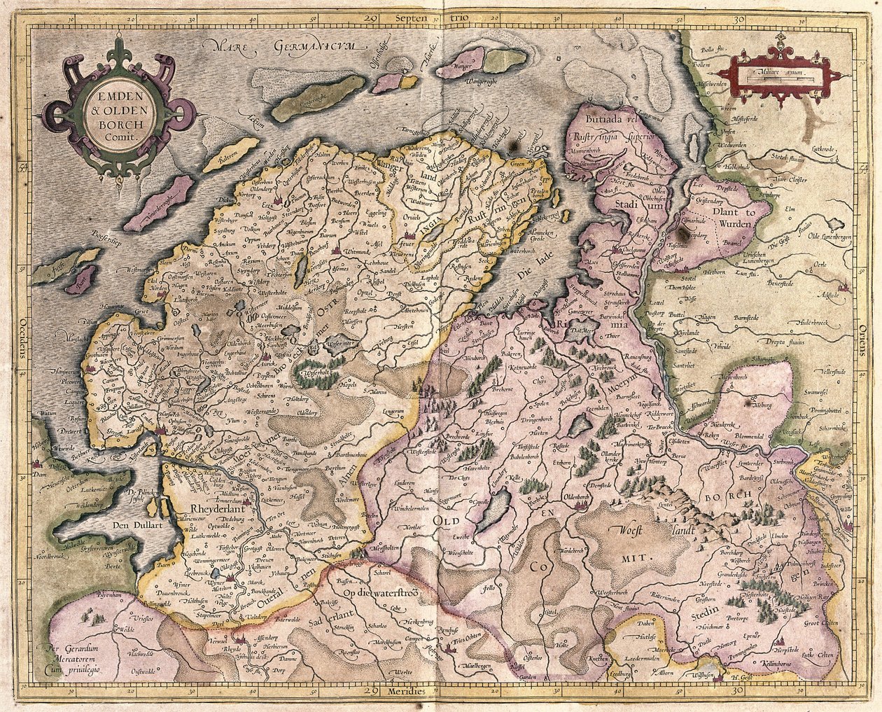 Emden e Oldenburg, Germania (incisione) da Gerardus Mercator