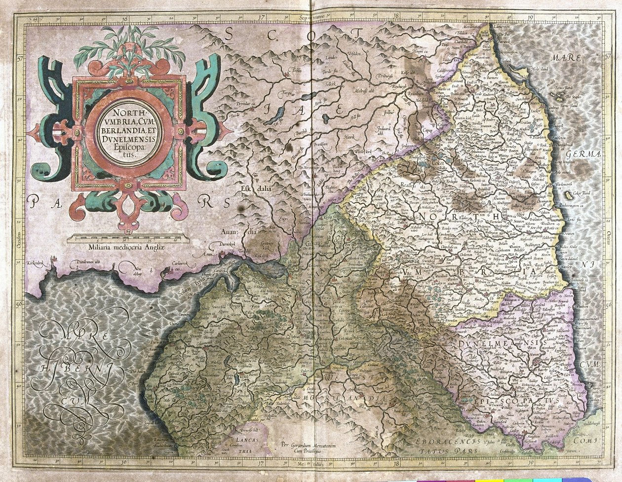 Inghilterra e Scozia (incisione) da Gerardus Mercator