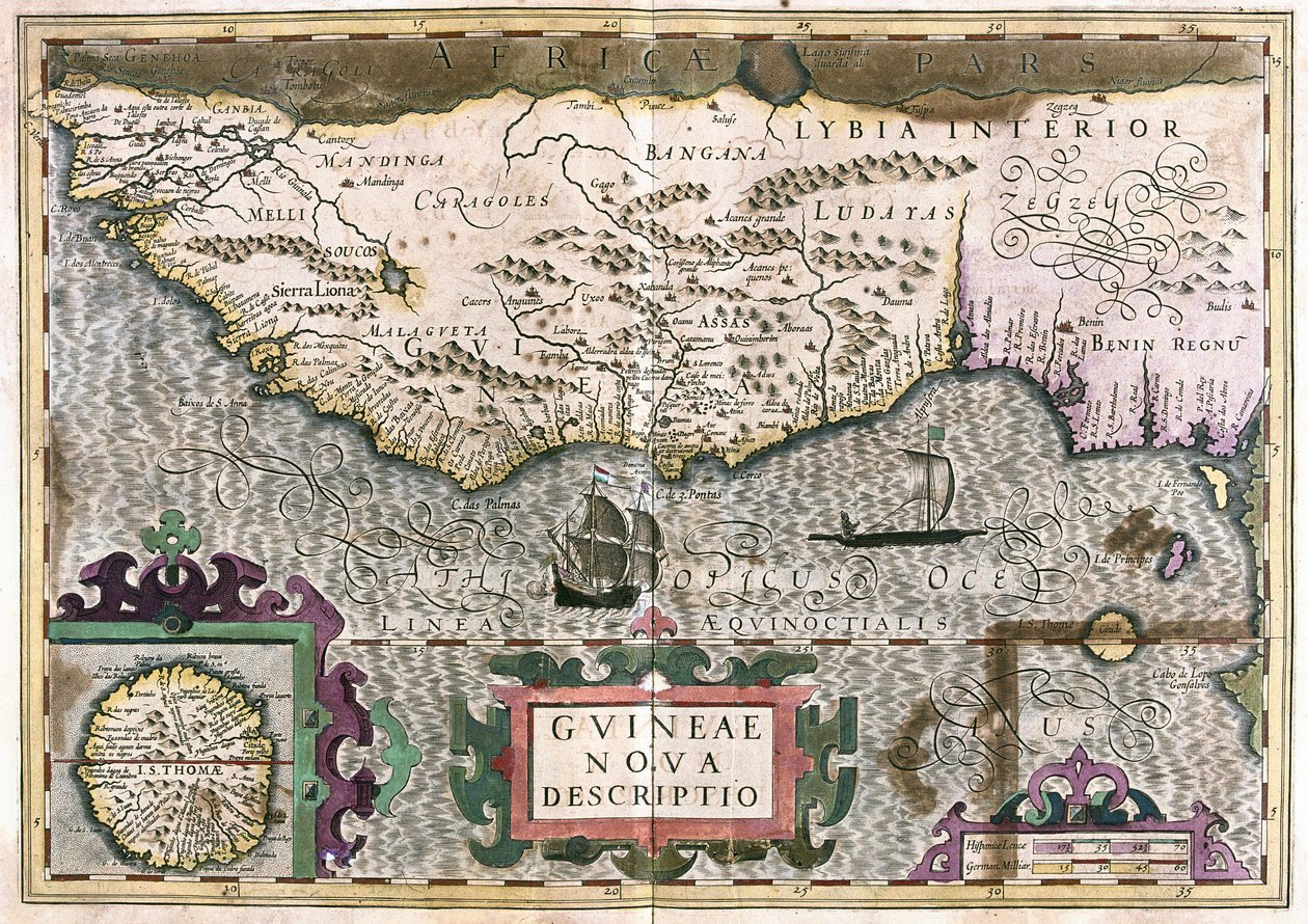 Guinea, Libia - Africa (incisione) da Gerardus Mercator