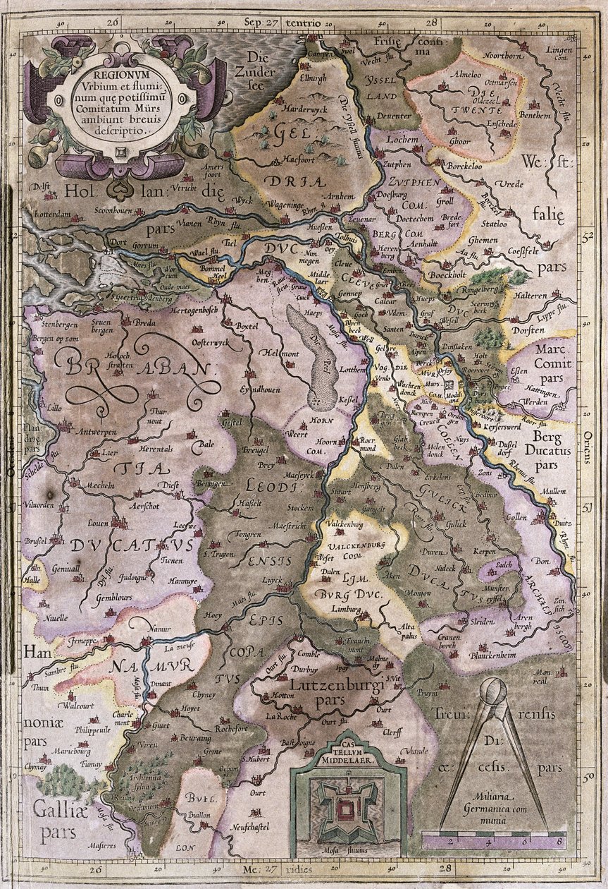 Olanda e Brabante, Belgio (incisione) da Gerardus Mercator