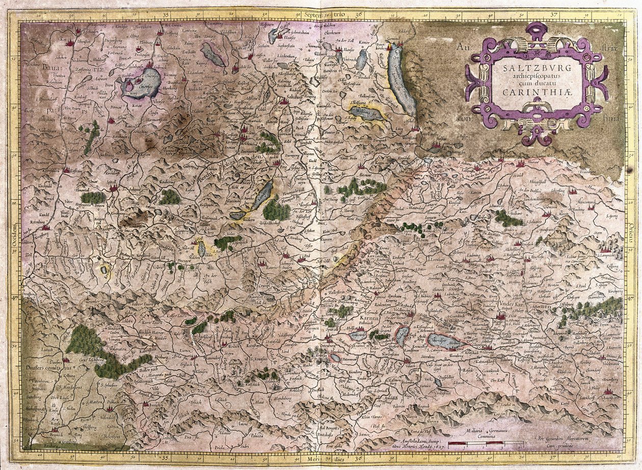 Salisburgo e Carinzia, Austria (incisione) da Gerardus Mercator