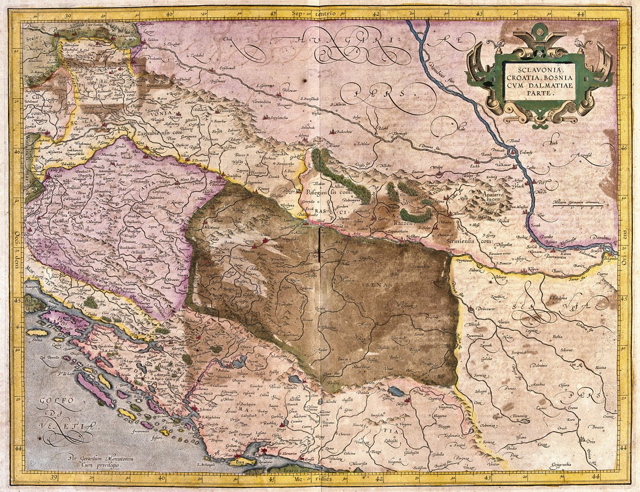 Sclavonia, Croazia, Bosnia e Dalmazia (incisione) da Gerardus Mercator