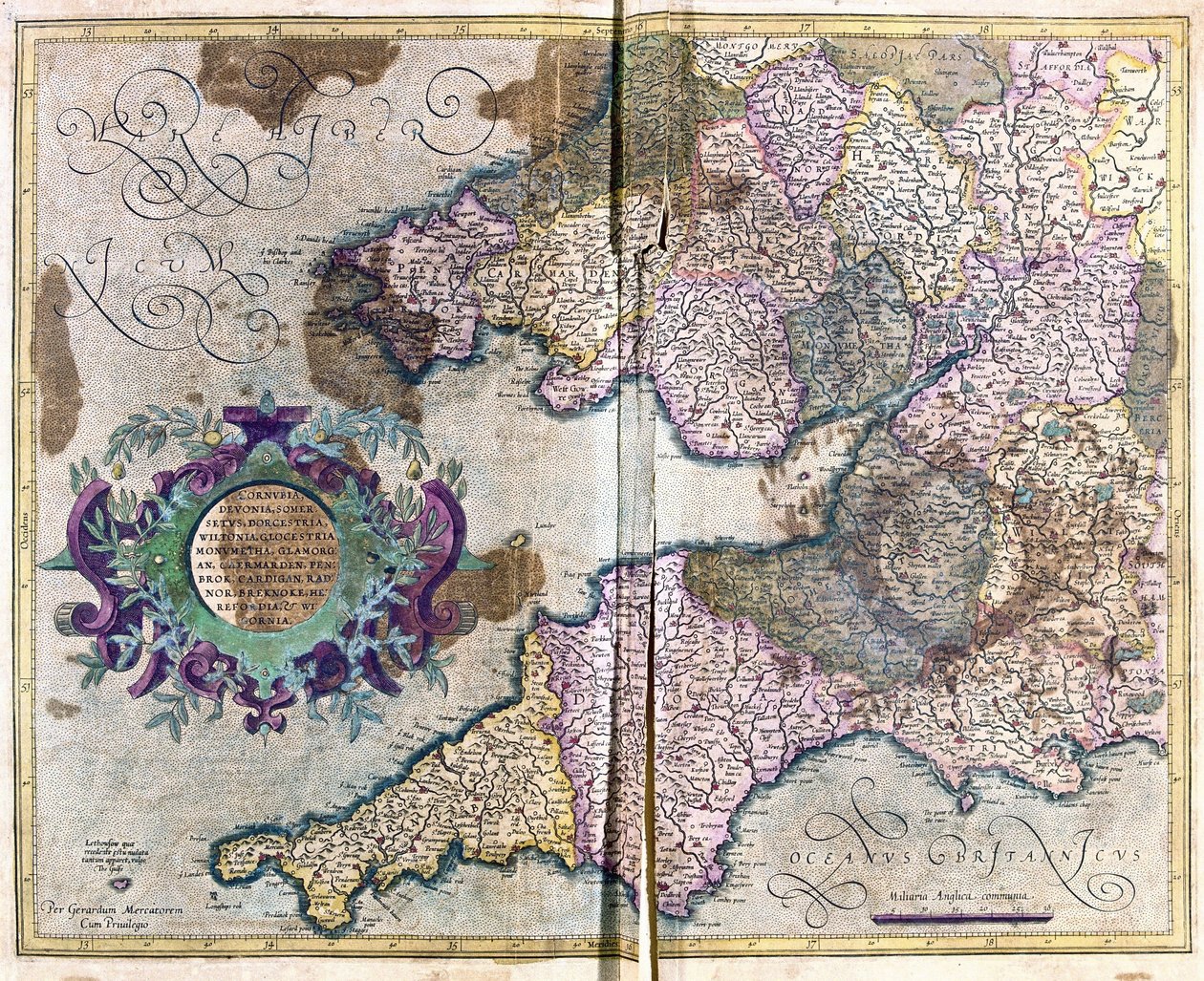 Inghilterra sud-occidentale (incisione) da Gerardus Mercator