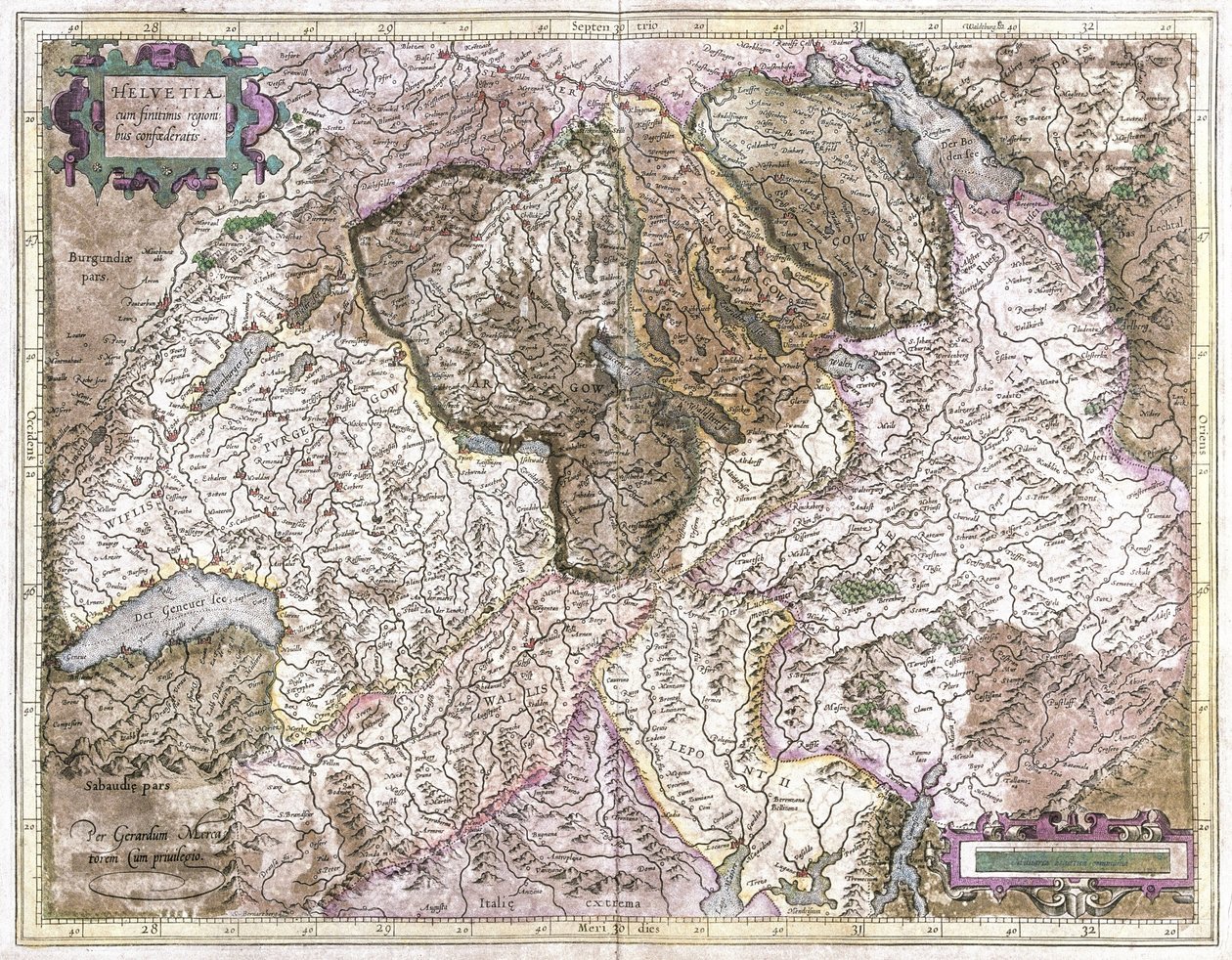 Svizzera (incisione) da Gerardus Mercator